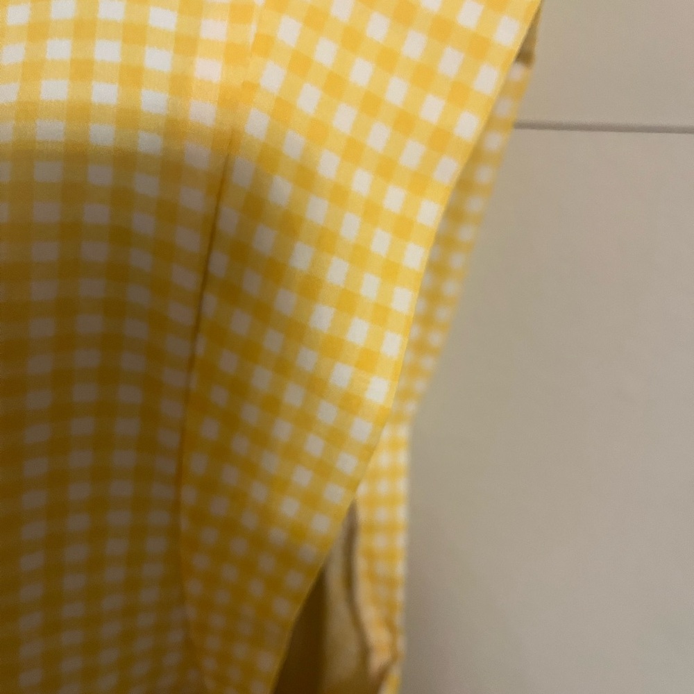 Yellow Gingham Button-Up Sleeveless Top - Picture 3 of 5